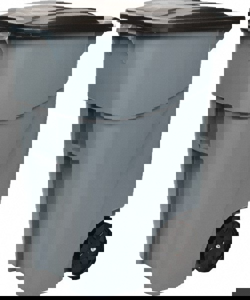 Square Brute Rollout Container, 50 gal, Molded Plastic, Gray